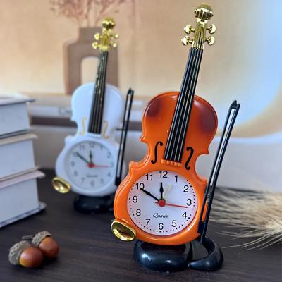 Скрипка Будильник Креативные Часы Музыкальный Инструмент Форма Настольные Часы Гостиная Декор День Рождения Фестиваль Подарки Спальня Аксессуары