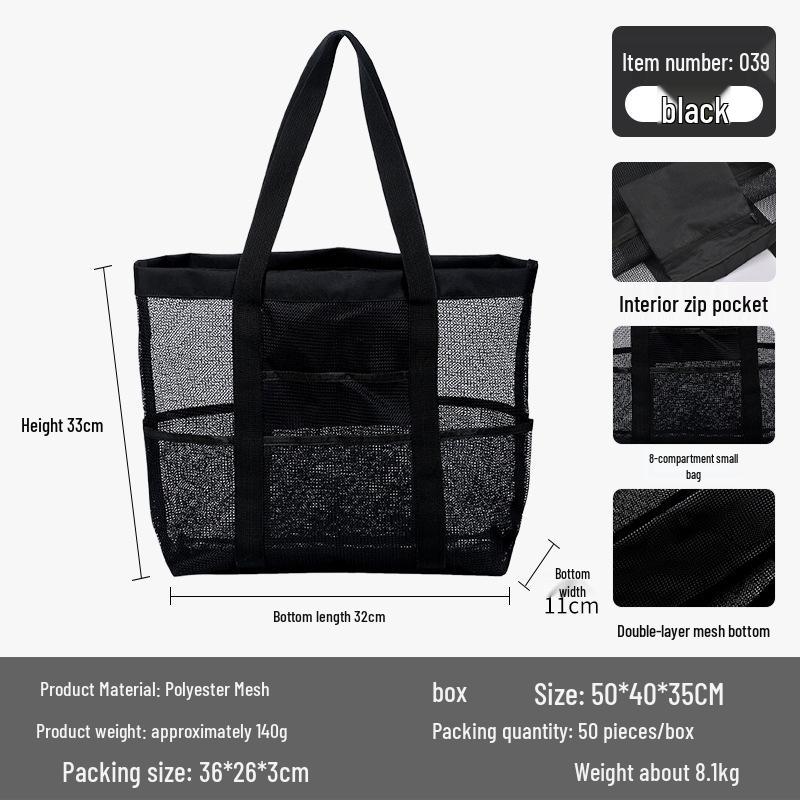Портативная сетчатая сумка с несколькими карманами для плавания, полиэстеровый ручной пляжный органайзер