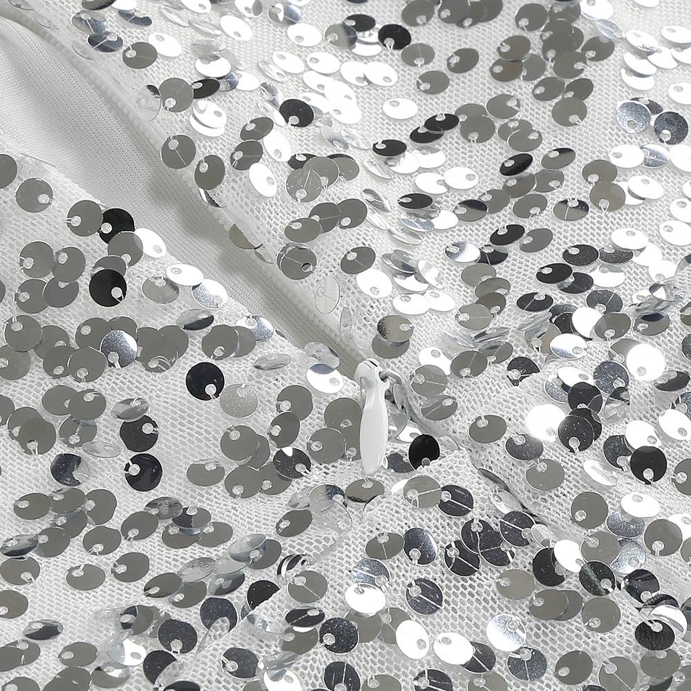 Европейско-американское мини-платье с пайетками, V-образным вырезом для вечеринки - Сексуальное, приталенное, короткой длины, элегантного стиля