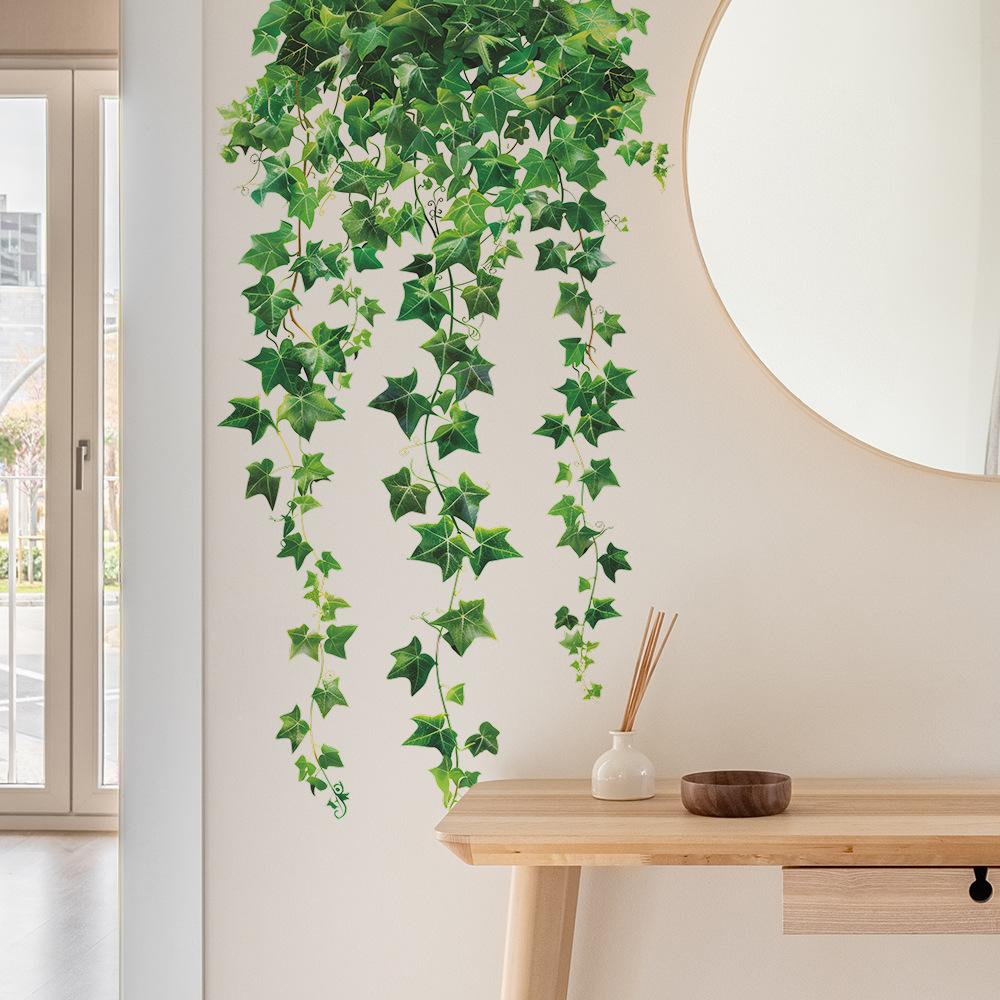 Fun-c39 Небольшие свежие зеленые листья виноградной лозы для спальни, гостиной, общежития, украшающие настенные наклейки, самоклеящиеся