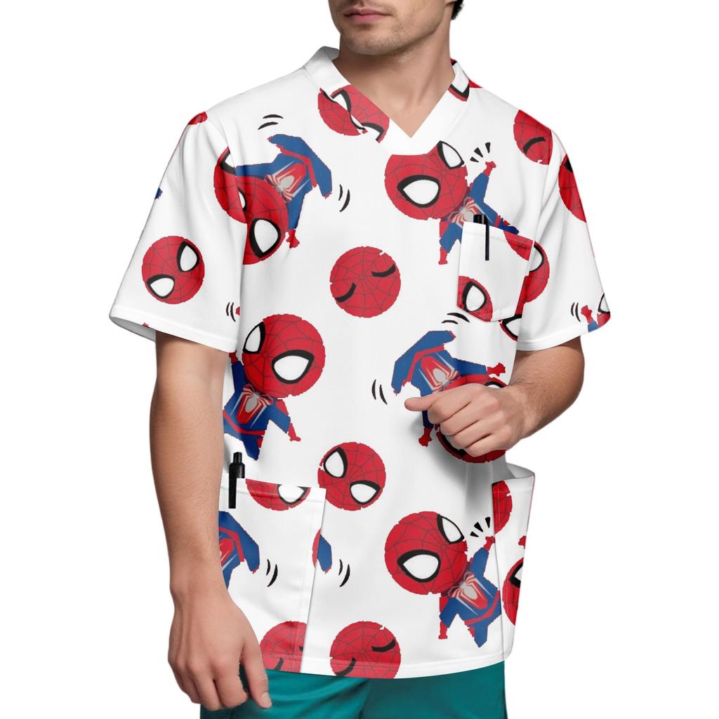 Мужской топ с коротким рукавом и V-образным вырезом с принтом нагрудного кармана