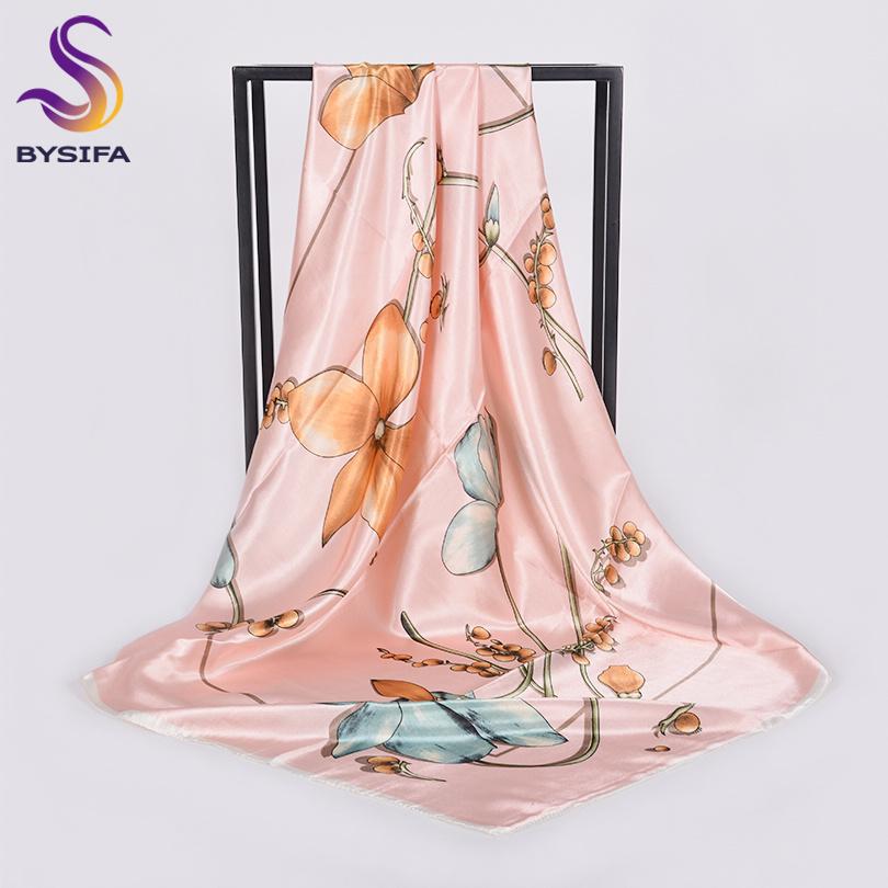 [BYSIFA] Autumn Winter Ladies Scarves New Accessories Women Large Silk Square Scarves New Wine Red Paisley Muslim Islamic Scarf