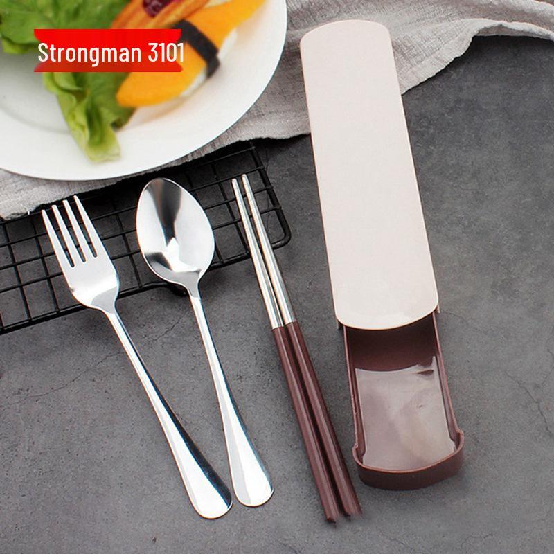 Набор студенческих дорожных столовых приборов Jindaqiangren: Комбо из ложки, палочек для еды и вилки из нержавеющей стали