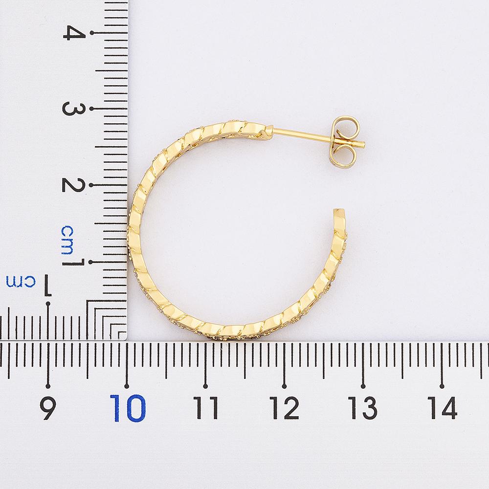 QIKU Luxury Gold Color Circle Hoop Earrings Jewelry Simple Party Crystal Zircon Women Wedding Engagement Accessories Gift