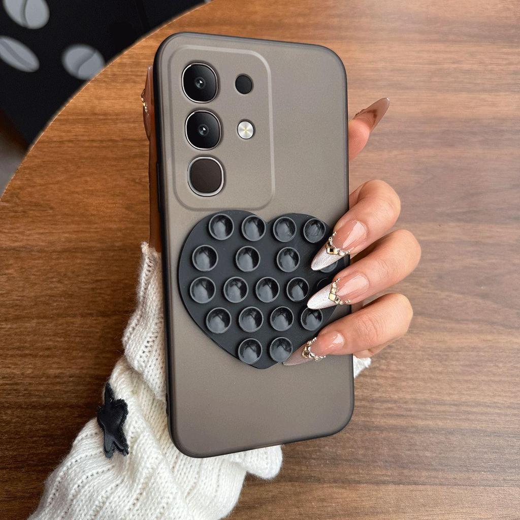 Чехол-присоска в форме сердца для Vivo Y29 4G, полупрозрачный матовый, ударопрочный, из мягкого ТПУ