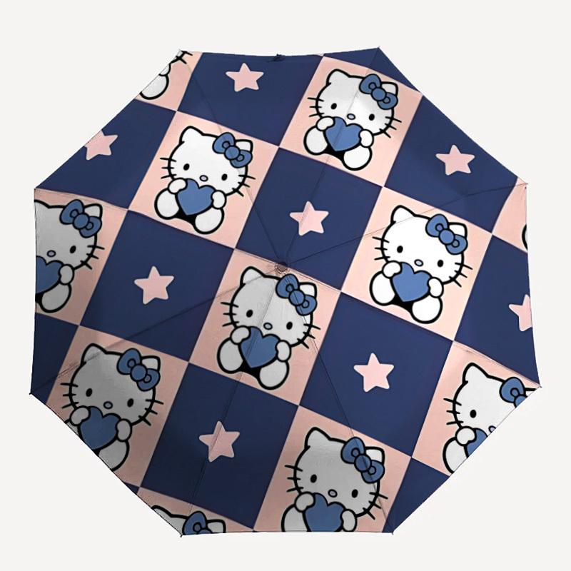 1pc Hello Kitty Automatic Personality Umbrella 8-Bone Design Compact Gear for Outdoor Travel, Perfect Helloween Chrismas Gift for Friends or Family y2