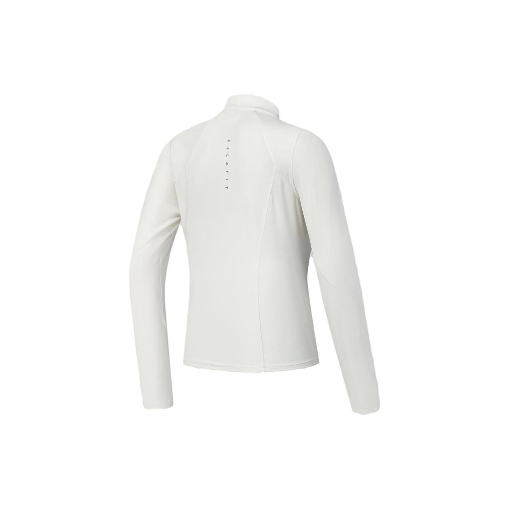 Fila Однотонная футболка с воротником-стойкой, облегающая фигуру, с длинным рукавом для фитнеса, женский топ, белый A11W411214F-WT