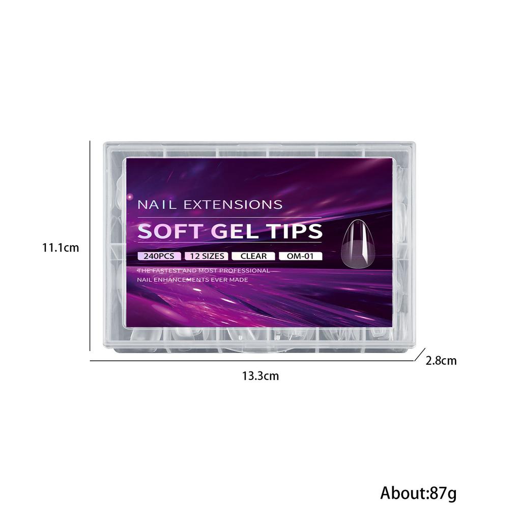 Накладные ногти для дизайна ногтей, прозрачные, полуматовые, ультратонкие, удлиненные, не оставляющие следов, не шлифующиеся, тонкие, 240 штук