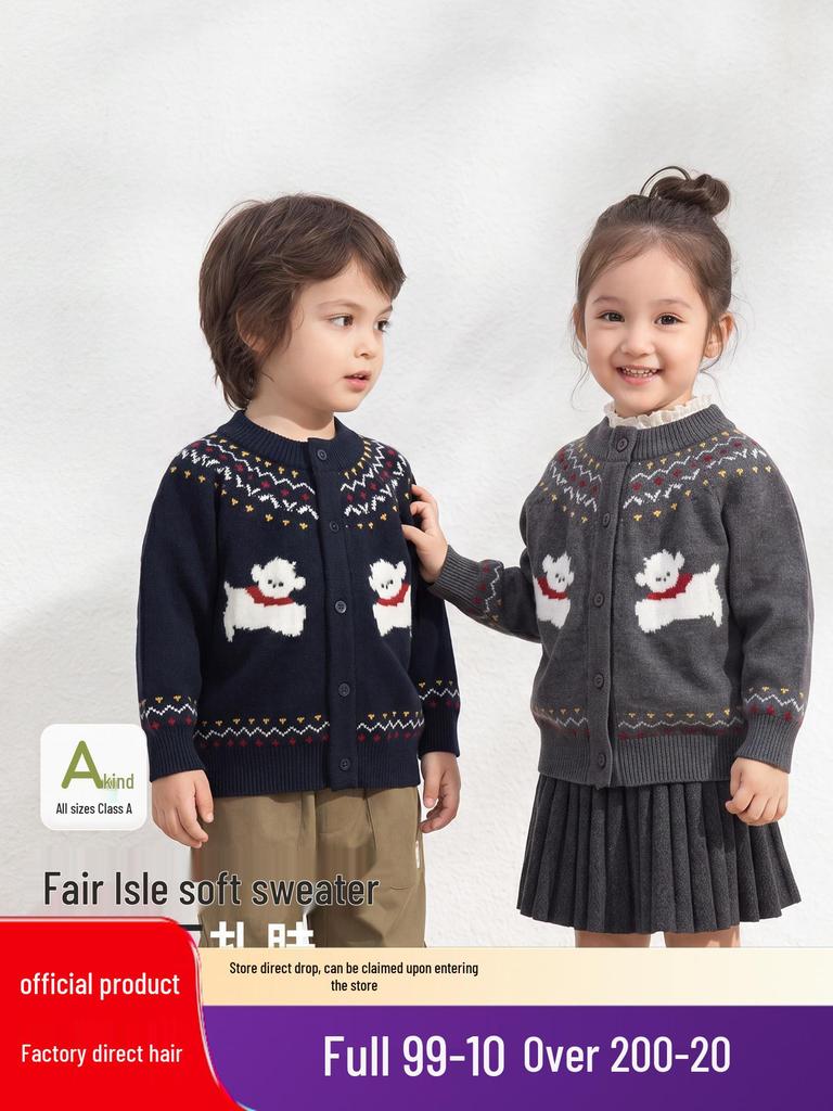 Детский кардиган Willberu в стиле Fair Isle – Мягкий вязаный свитер для мальчиков и девочек на весну/осень