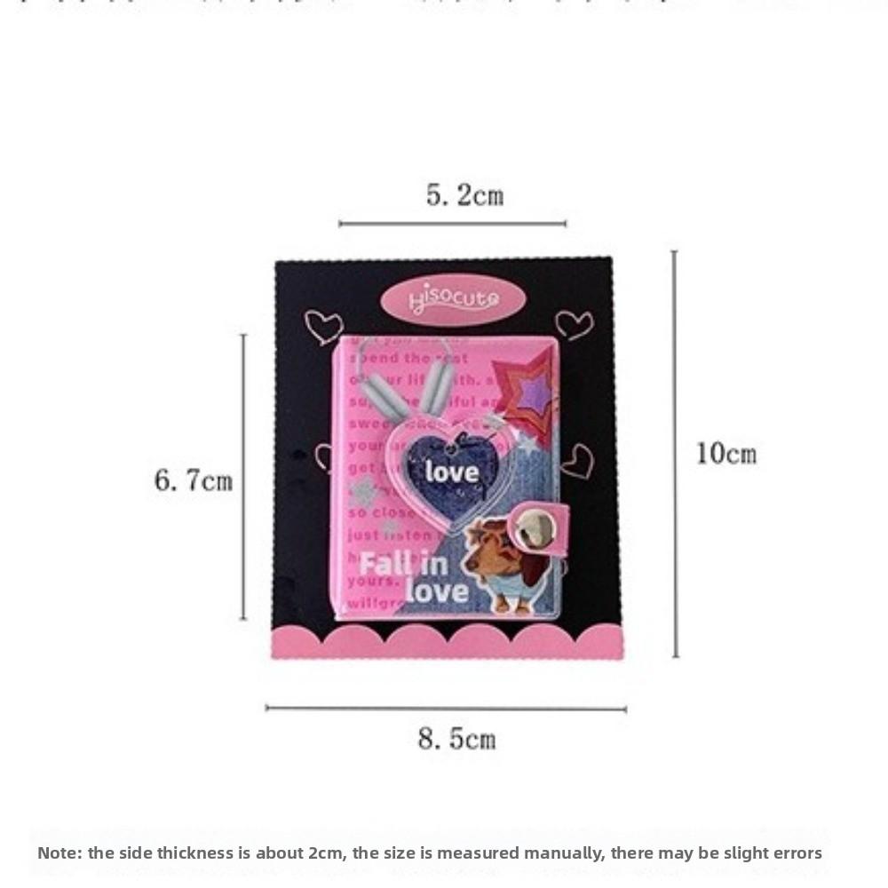 Keychain ID Photo Holder Snap Closure Idol Card Organizer Retro Card Storage Album