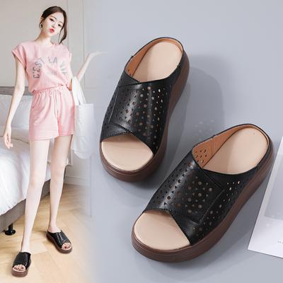 Летние женские сандалии Новые с открытым носком Ретро Дышащие женские сандалии На танкетке Слипоны Женская женская ортопедическая сандалия Обувь