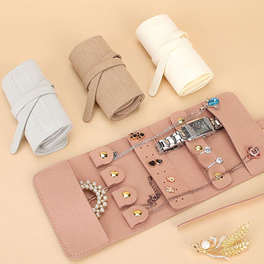 Foldable Design Jewelry Storage Roll Bag Jewelry Organizer Ear Stud Storage Bag Home