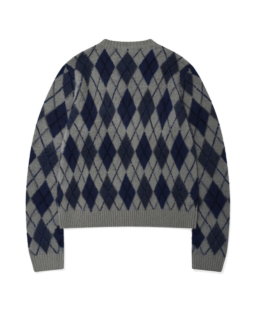 RETRIEVER CLUB Argyle Knit Zip Up [Gray]