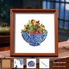 Blue & White Porcelain Ceramic Mosaic Photo Frame – Mid-Autumn Festival Patriotic Theme Decor
