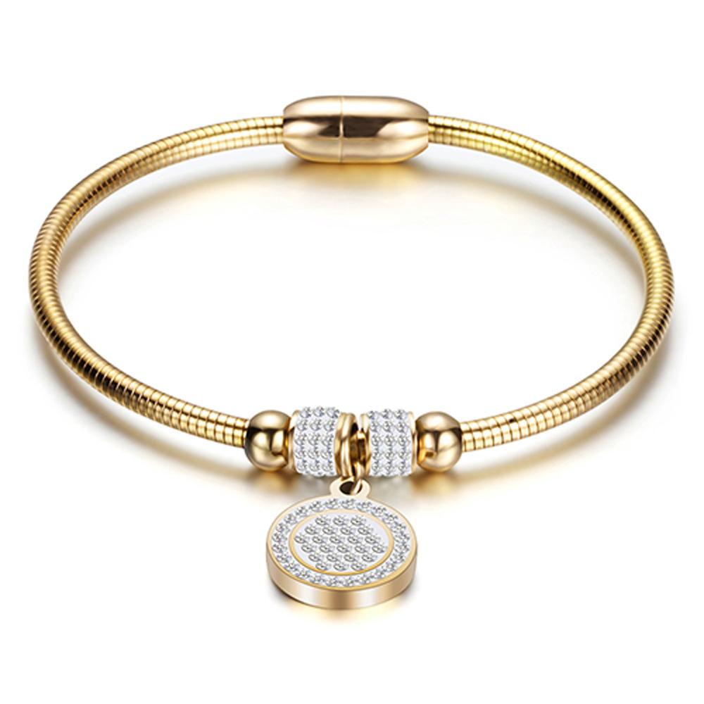 Women's Crystal Bead Bracelet Snake Chain Strap Pendant Stainless Steel Bracelet Women's Wedding Jewelry
