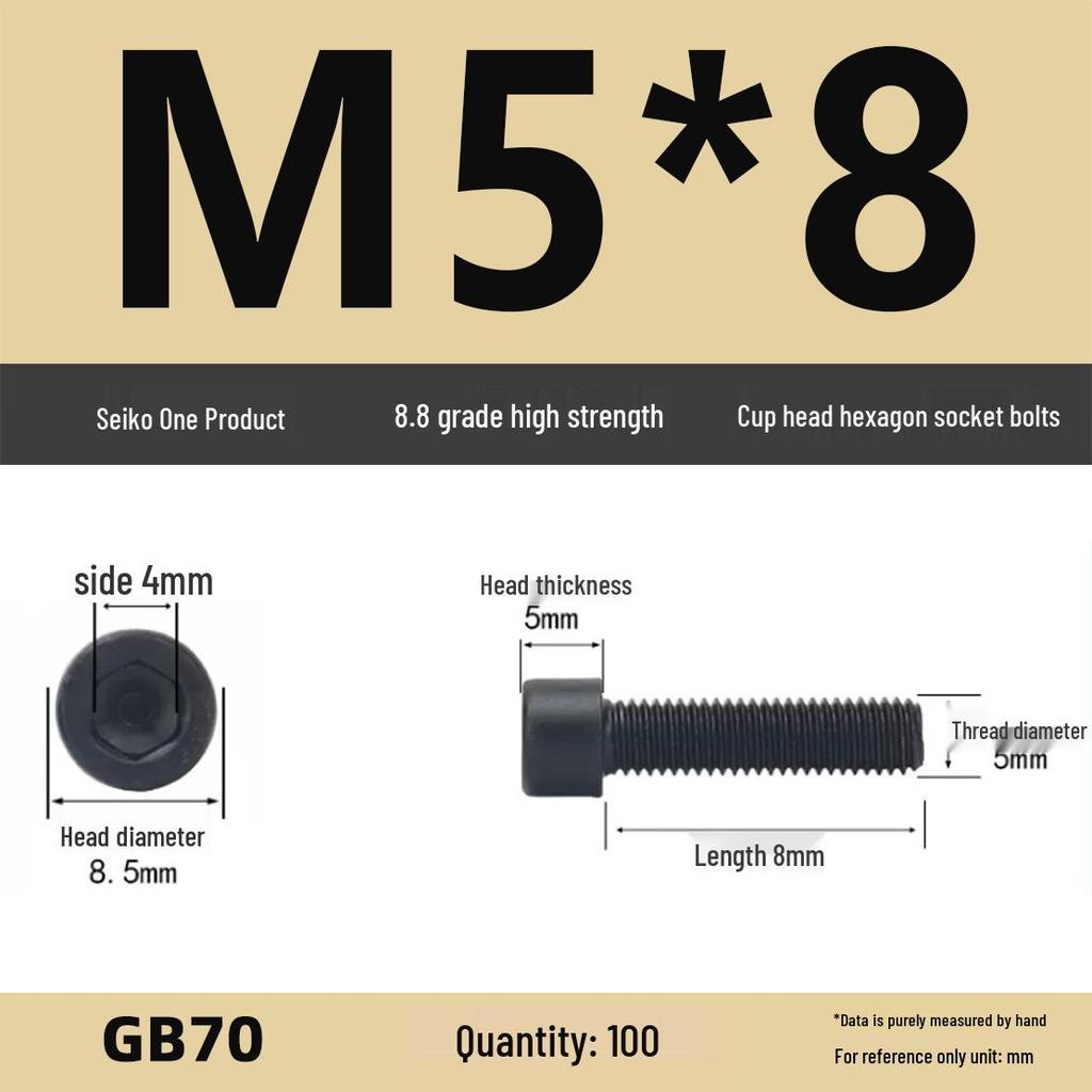 8.8 High-Strength Socket Head Cap Screw Bolt (M4-M16)