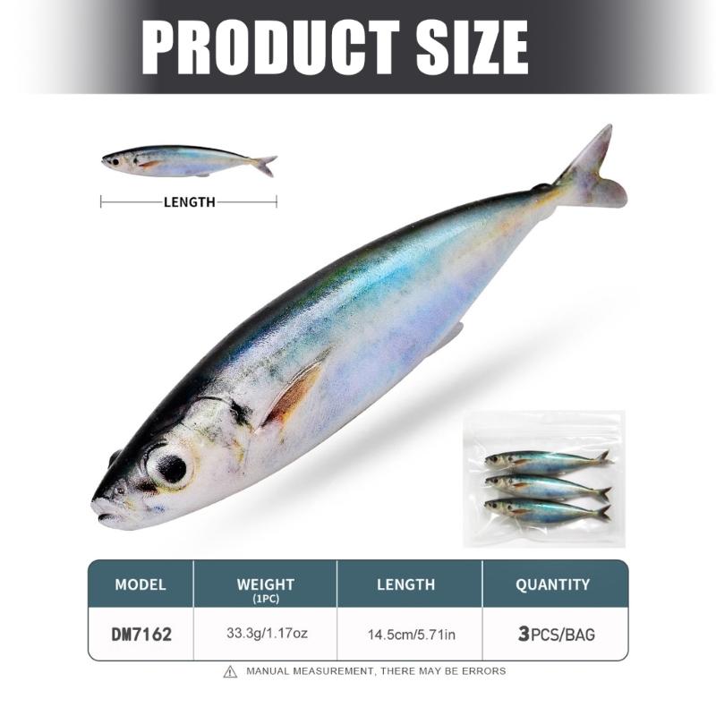 3Pcs Floating Soft Mackerel Baits Fishing Lure Dragging Swinging Swimming Baits Soft Artificial Swimbait Fishing Tackles