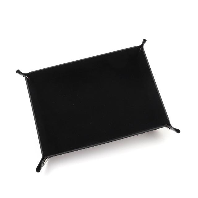 Empty Pocket Rectangular Foldable PU Leather Flannel Tray Catchall Folding Modern Entrance Inputs Key Small Items Receiver