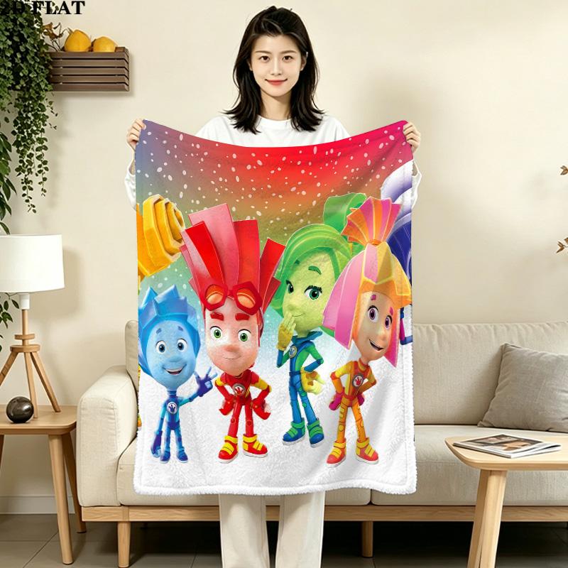 1PC The Fixies Patterned Flannel Blanket Suitable For All Seasons For Home Decor Warmth And Comfort Gifts Holiday Present