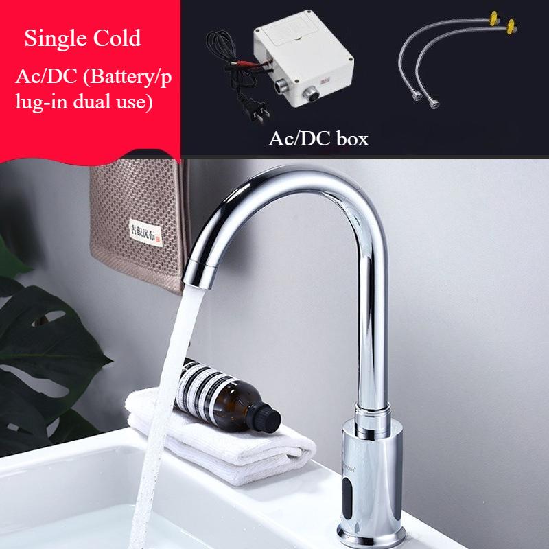 Basin Faucet Deck Mounted Automatic Infrared Sensor Faucet Single Cold Water Faucet Bathroom Basin Electrical Auto Sensor Tap