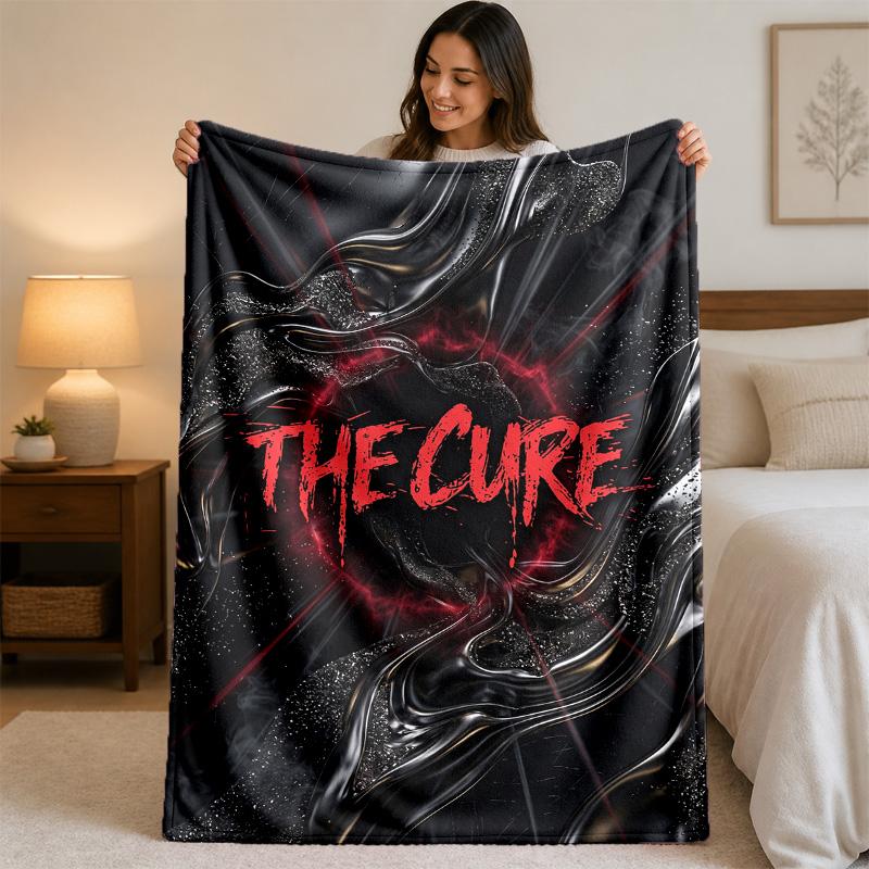 The Cure Print Flannel Blanket Cozy Lightweight Plush Throw Blanket For Bed Sofa Household Use