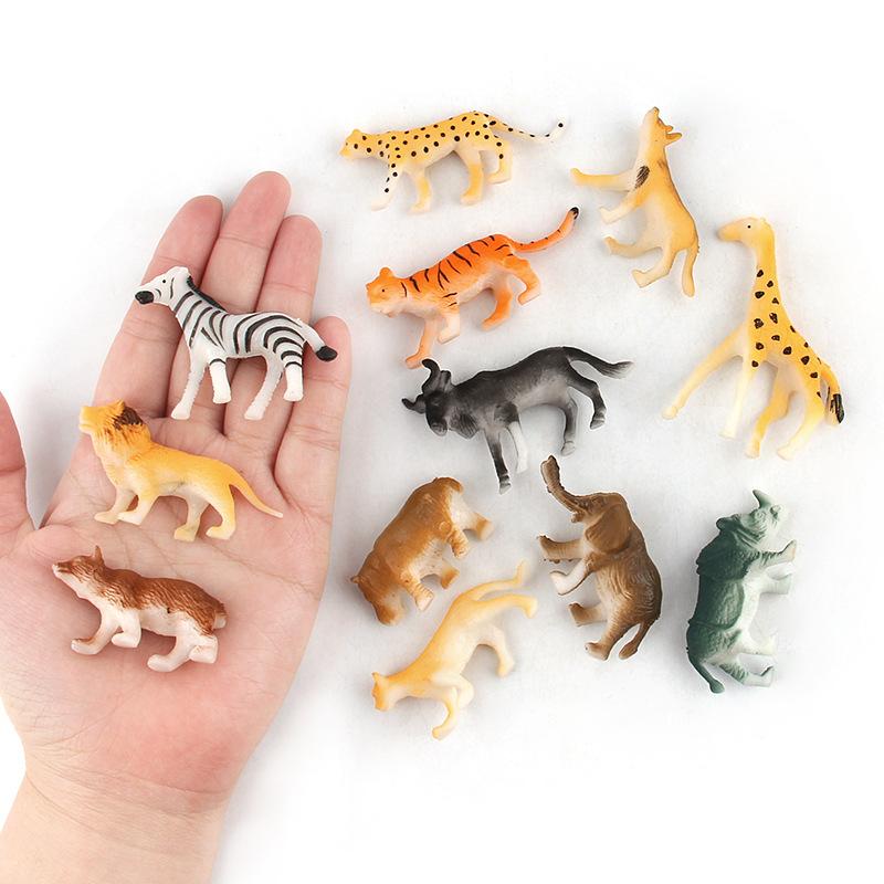 Product 12 Mini Animal World Model Doll Toy Static Ornament Vinyl Doll Forest Animal