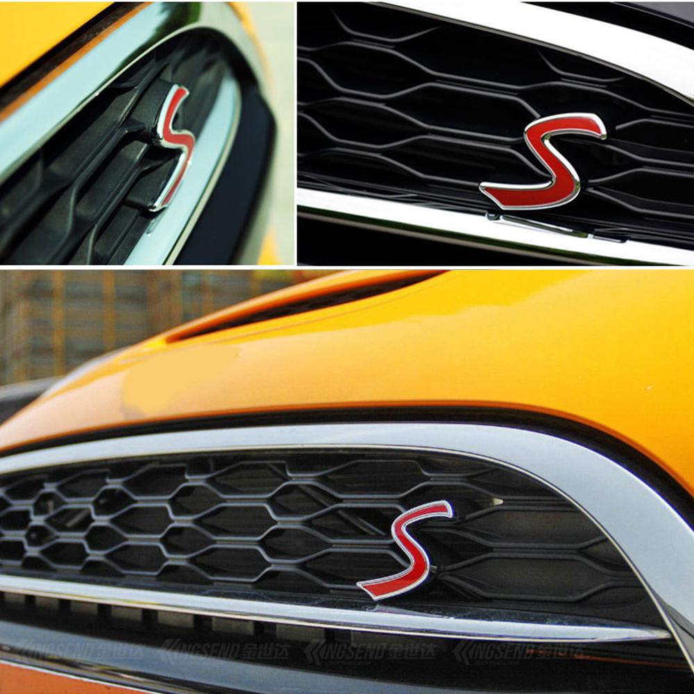 Car 3D Letters S Emblem Stickers JXNJX44 Grille Badge For Mini Cooper S R50 R53 R55 R56 R60 R61 F54 F55 F56 F60 Countryman Accessories