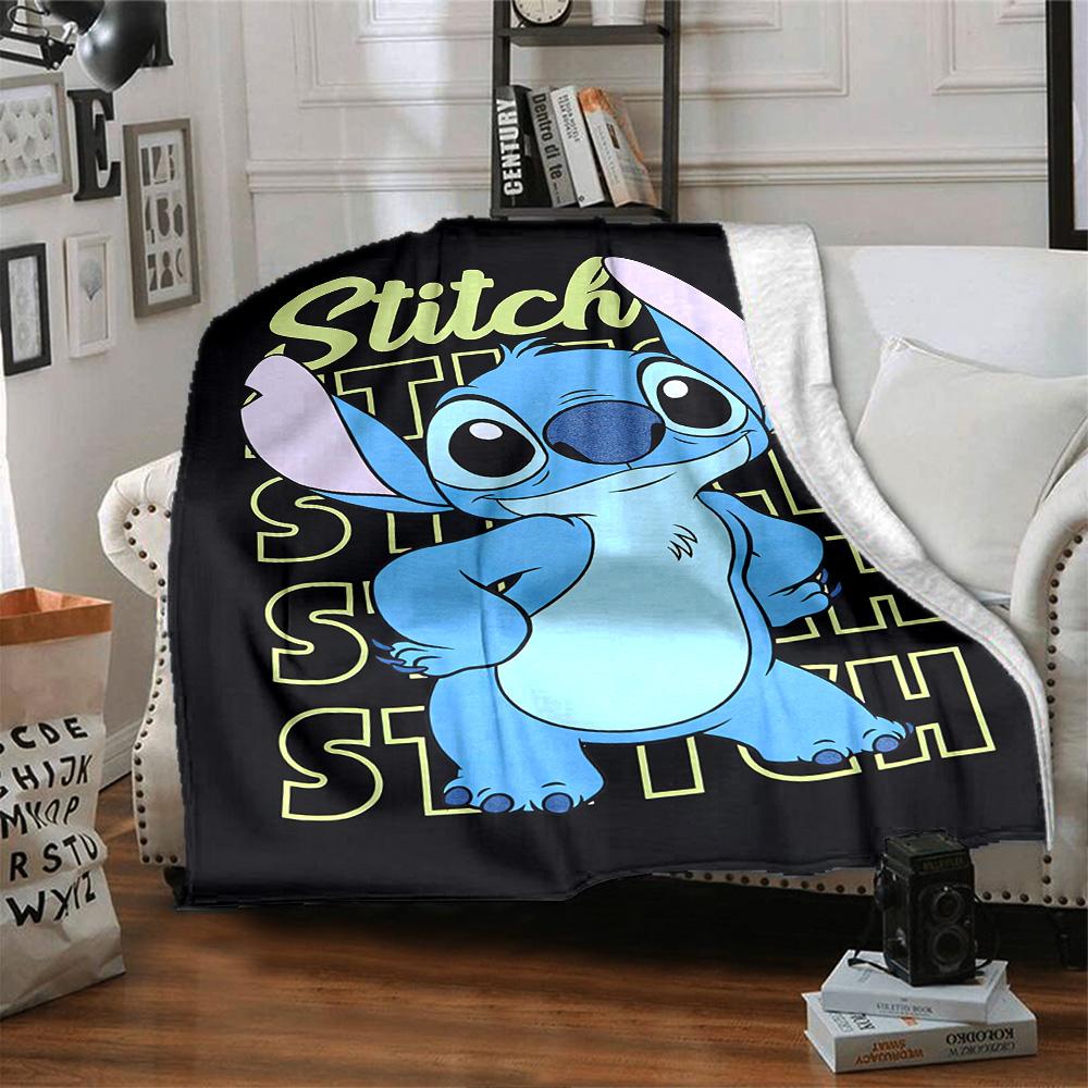 Stitch Adventure Graphic Print Flannel Blanket Super Soft Warm Cozy Blanket For Sofa Bed Office Travel Allseason Home Decor Gift