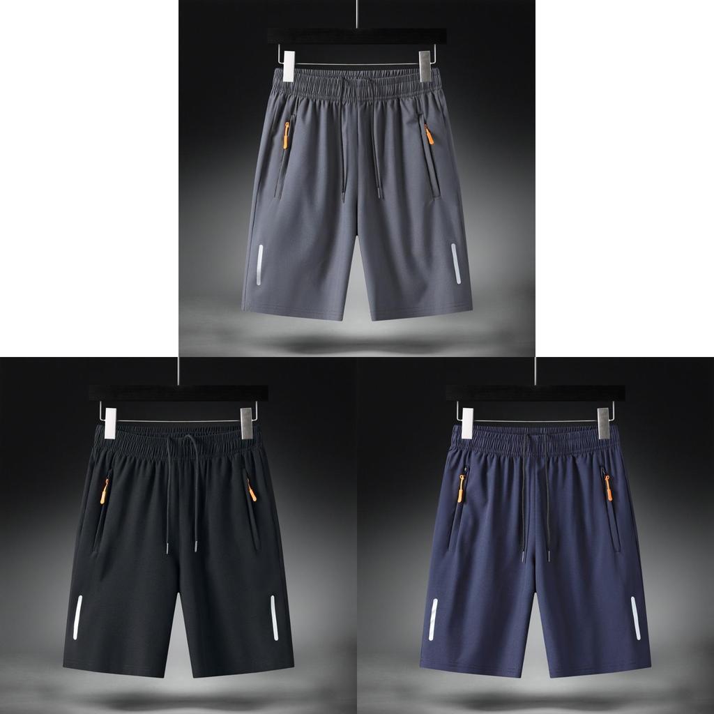 Men Summer Ice Silk Shorts With Elastic Waistband For Casual Leisure And Sports