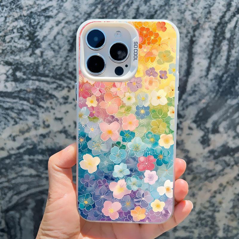 Красочный Цветочный Лазерный Чехол для Телефона для iPhone 15 Pro Max 14 13 11 12 Pro Max 13 Mini 15 14 Plus Ударопрочная Защита Задние Крышки