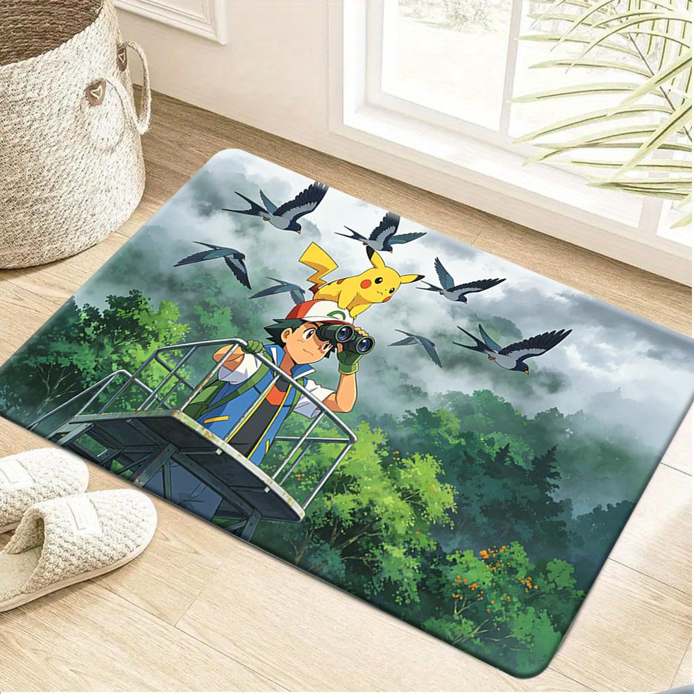 Cute Jirachi Forest Scenery Pokemon Anime Print Absorbent Non-Slip Soft Indoor Home Bathroom Entryway Floor Doormat Rug