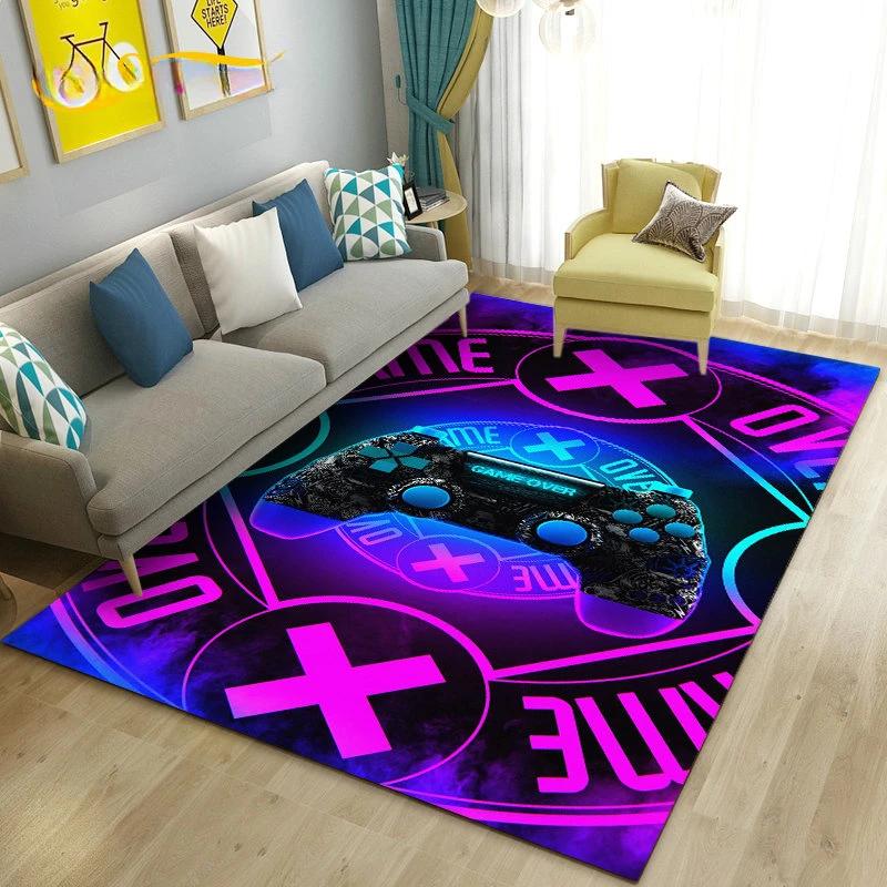 Cartoon Gamer Game Controller Carpet For Living Room Non Slip Parlour Sofa Large Area Rug Bedroom Kid Play Room Floor Mat