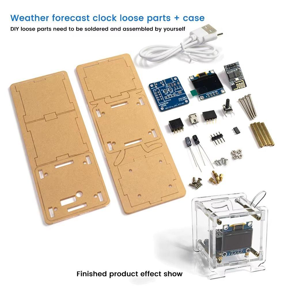 Multifunctional Digital Clock Kit 2.4GHz Wi-Fi Connectivity Weather Clock  DIY Soldering Practice