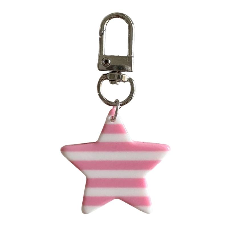 Lovely Star Charm Keyring Alloy Resin Detachable Striped Star Pendant Hanging Decoration For Women Girls Fashion