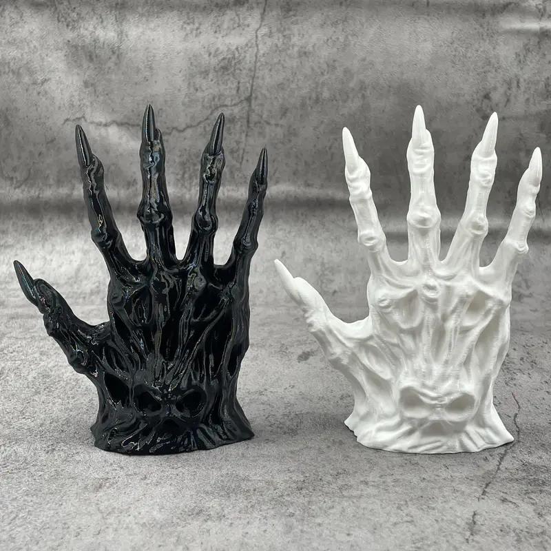 1/2Pcs Black Witch Hand Book Holders Gothic Book Ends 3D Printed Horror Monster Non Skid Book Holder Stopper Desktop Decor