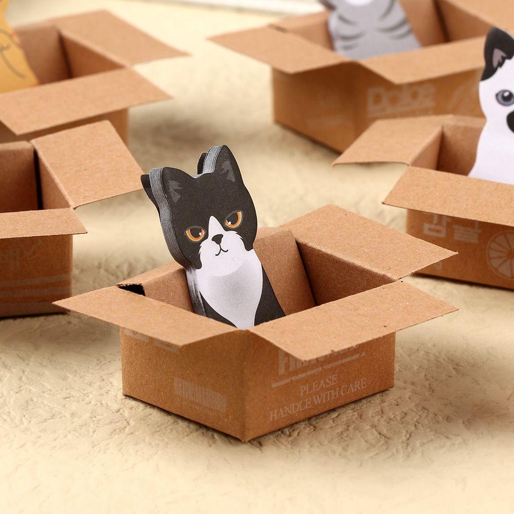 Decor School Supplies Funny Bookmark Memo Pad Office Notepad Kitten In Box Cartoon Cat Sticky Notes