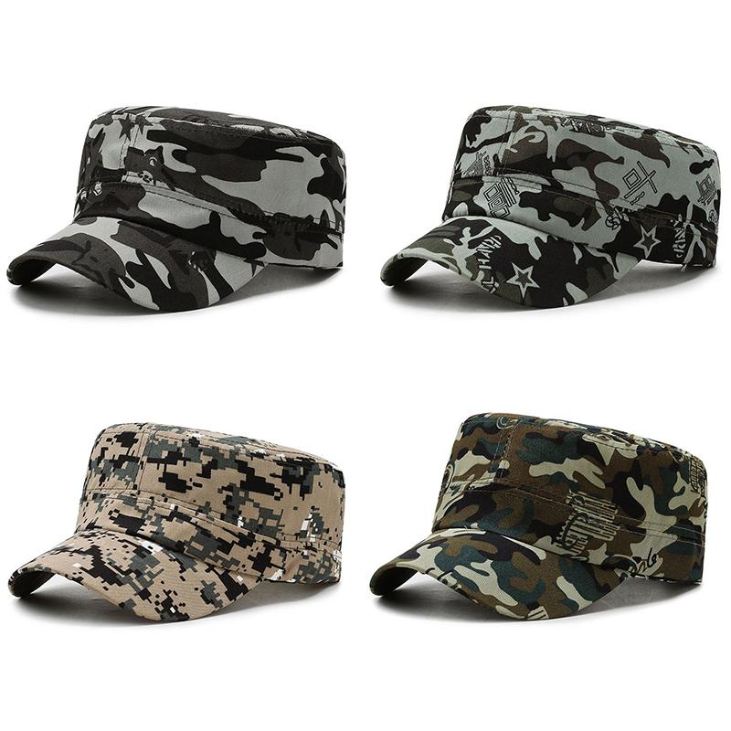 Men Women Tactical Flat Cap Hat Camouflage Baseball Cap Hat Outdoor Sports Camping Hiking Sunhat Hunting Sun Cap Sunscreen
