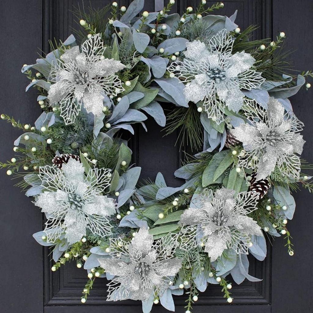 10 шт. 6 шт.. 3-дюймовая блестящая искусственная рождественская елка гирлянда украшения клип стебель рождественские украшения для дома рождественская вечеринка