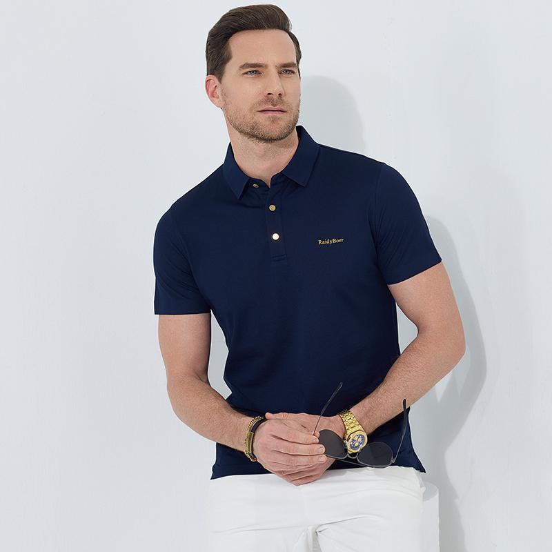 Mulberry Silk+Old Money Wind 2025 Summer Men's Short sleeved Polo Shirt