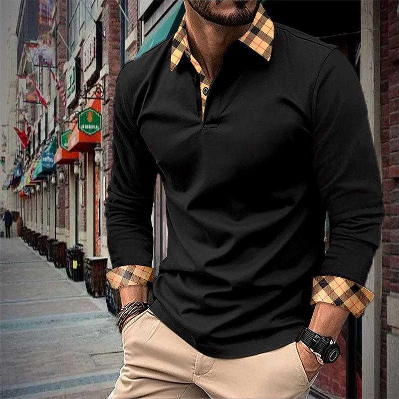 Мужская весенне-летняя повседневная модная рубашка-поло с лацканами Slim Fit