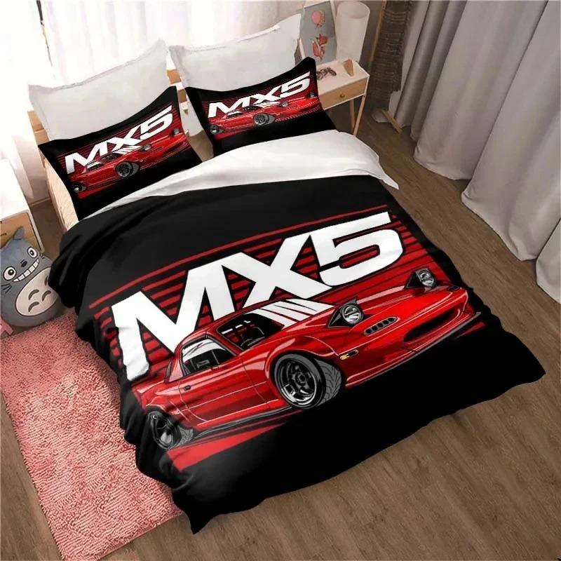 Miata MX-5 NA Racing Cartoon Jdm Car Drift Bedding Set,Duvet Cover Bed Set Quilt Cover,King Queen Twin Size Boys Girls Adults