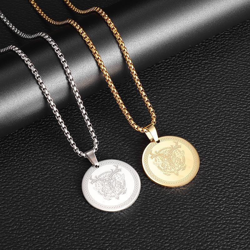 European and American Popular Sheep Head Hang Nordic Mythology Stainless Steel Simple Trendy Personalized Geometric Necklace