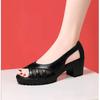 Hollow Breathable Summer Women's Sandals Retro Fish Sandals Chunky Heels Platform Dance Mom  Hollow Sandals