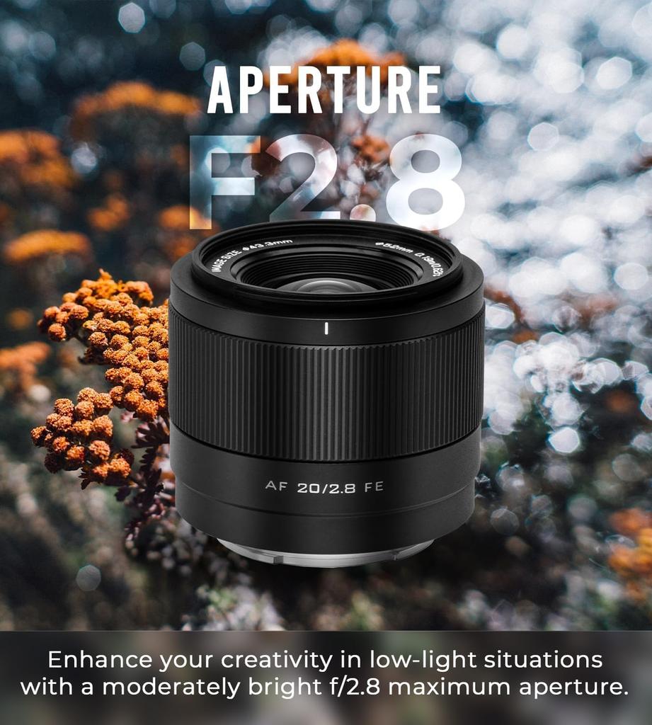 Viltrox 20mm Z Camera Autofocus Lens for Nikon Mirrorless Z9 F2.8 Lens, Full-Frame Compatible, Wide-Angle Z-Mount Cameras, Z5, Z6, Z7, Z6II, Z7II,