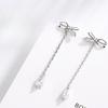 Original Bow with Diamond Long Super Fairy Fringed Earrings Korean Version of Simple Temperament Water Drop Earrings