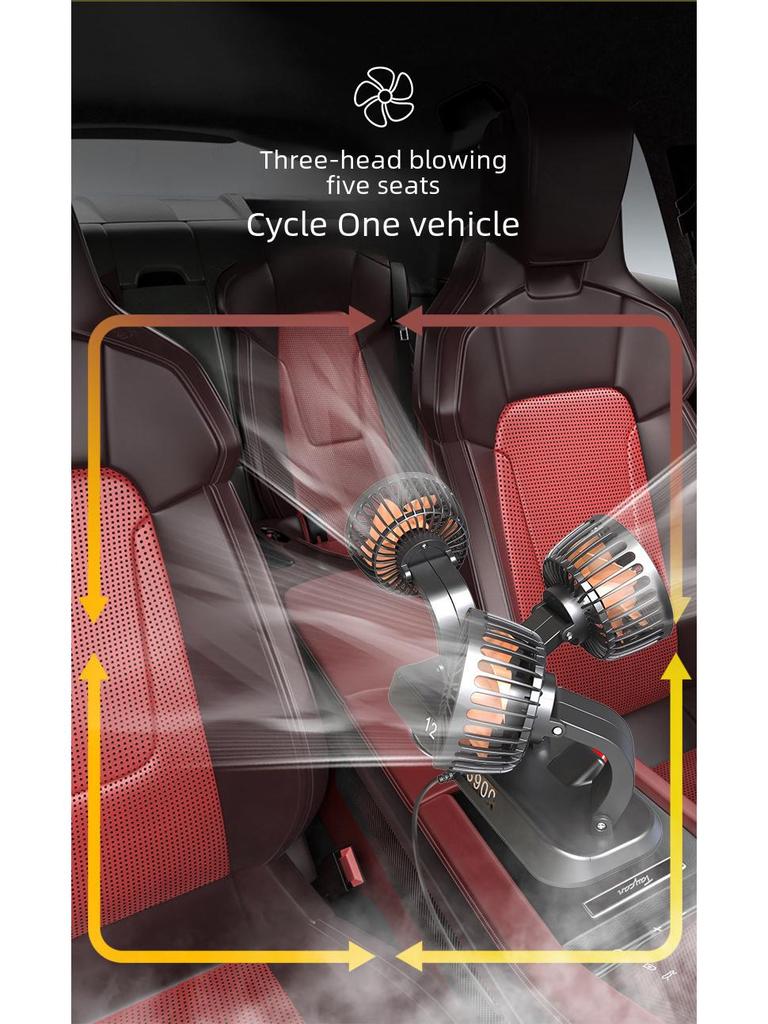 Двухголовый USB-электрический автомобильный вентилятор: 12 В/24 В Сильный ветер для грузовиков