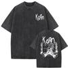 Korn Крылатый Череп Готический Винтажный Стиранный Оверсайз Футболка | Nu-Metal Рок-Группа Уличная Одежда Футболка