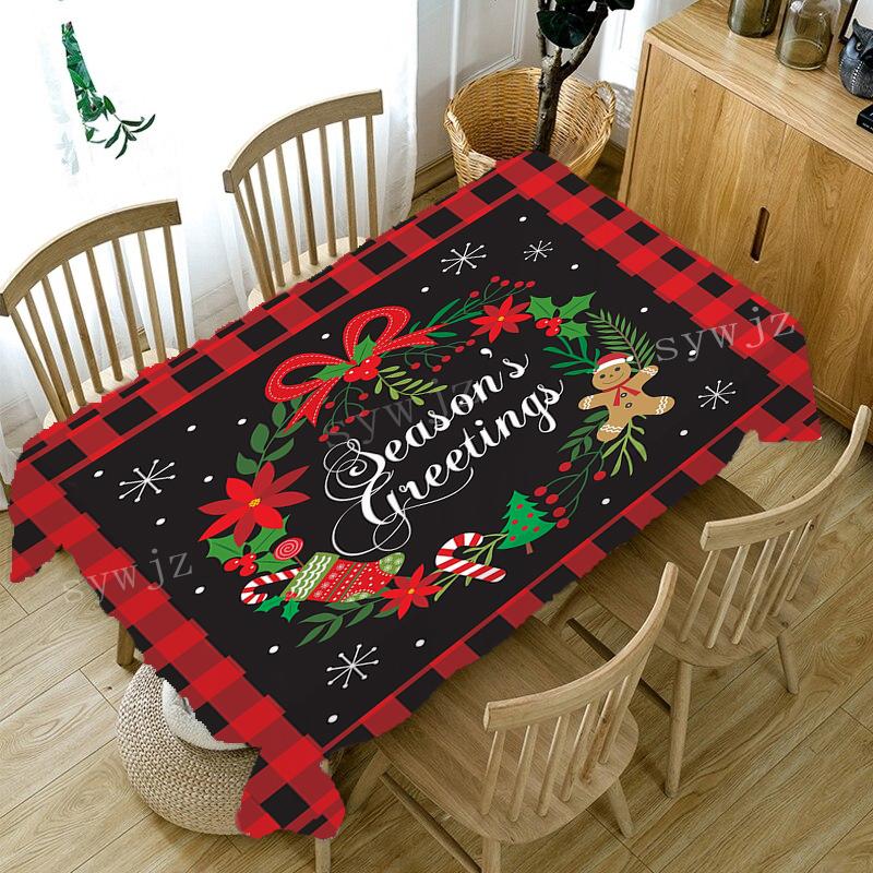 Рождественские скатерти с узором Санта-подарок, прямоугольная скатерть, противообрастающая скатерть, аксессуары для украшения камина