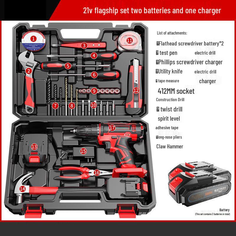 Cordless Multifunctional Drill Set: Electrician & Carpenter Repair Kit with Lithium Battery