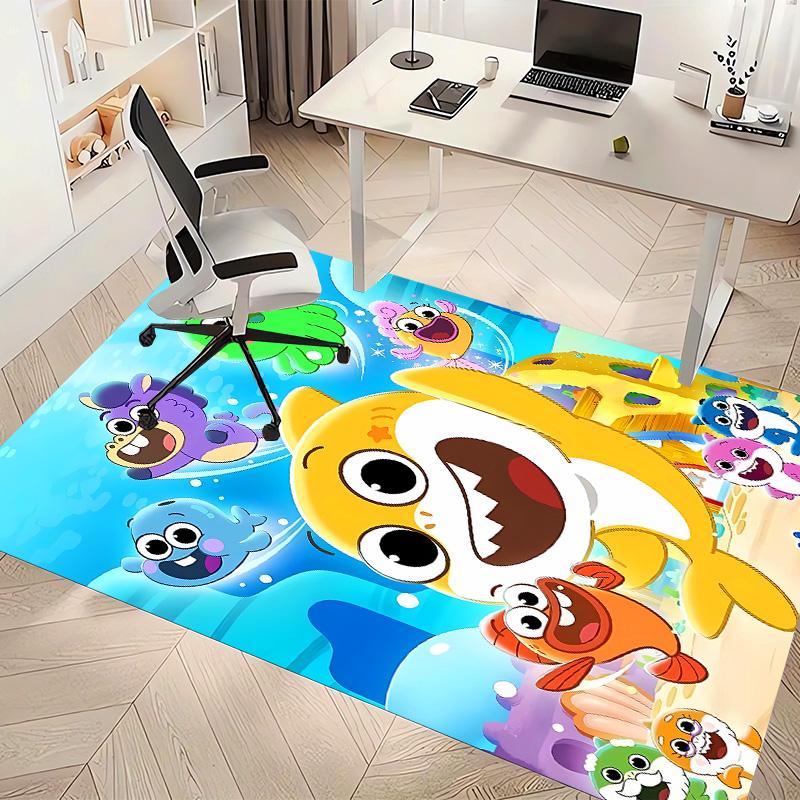 Baby Shark Printed Absorbent Washable Carpet, Non-Slip Bathroom Mats, Kitchen Rugs, Yoga Mat,Living Room Entrance, Camping Picnic Rugs